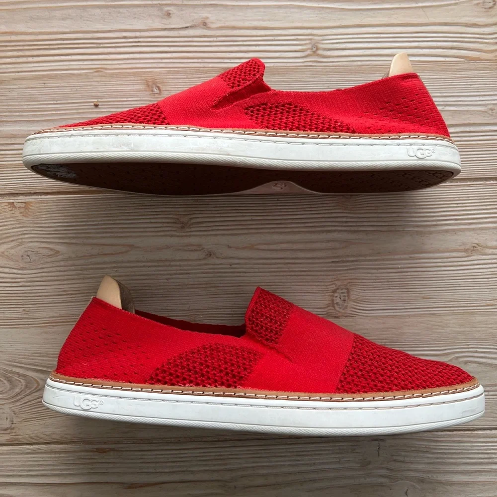 UGG Red Knit Slip-On Sneakers | Size 9.5| Casual Comfort Flats